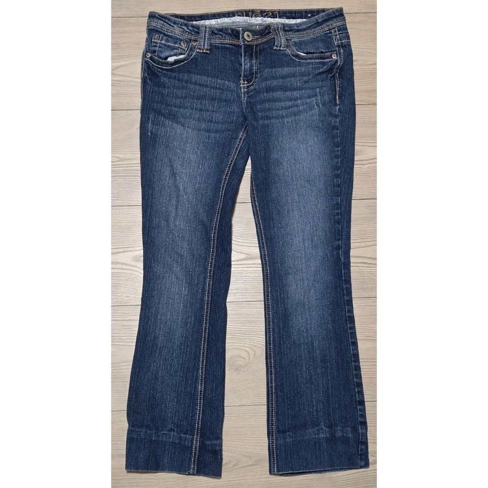 Rue 21 Jeans Womens 5/6 Short Slim Boot Blue Denim Leg Y2K Embellished Jewel